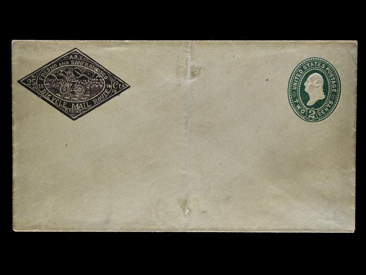 Bicycle Mail Route, 12LU2, 25c Brown on Unused 2c #U312