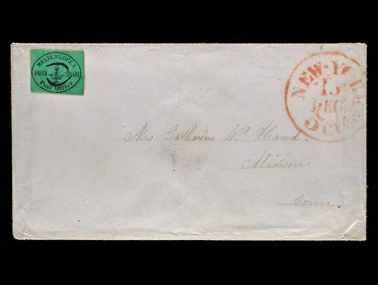 Messenkope's Union Square, 1849, Black on Green, On Cover