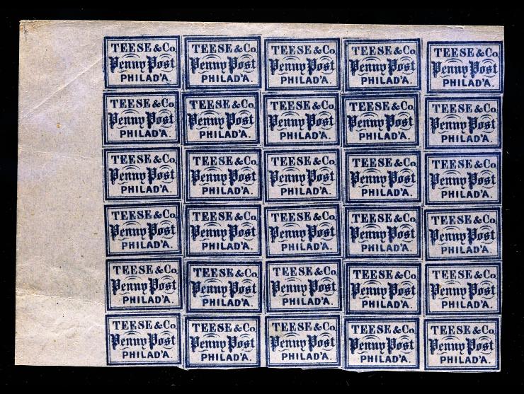 Teese & Co. Penny Post, 1852, 1c Blue on Bluish, 137L1