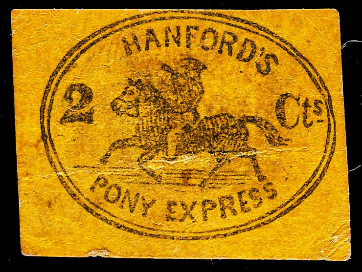 Hanford's Pony Express, 1845, 2c Black on Orange yellow, 78L1, Unused