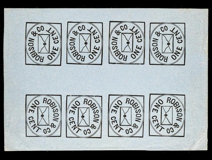 Robison & Co., Forgery A by Hussey, Pane of 8 Tete-Beche