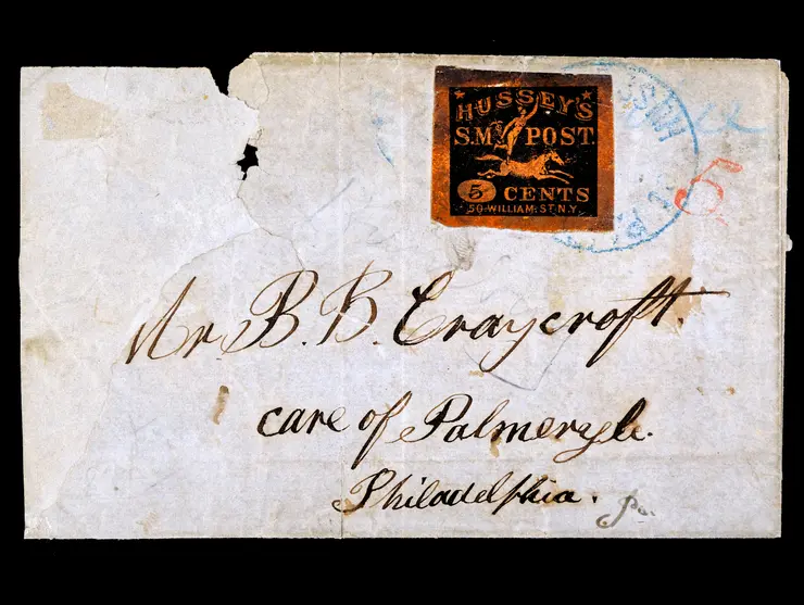 Hussey's Post, 87LE1, 5c Black on Red Glazed, Did Not Originate on Cover