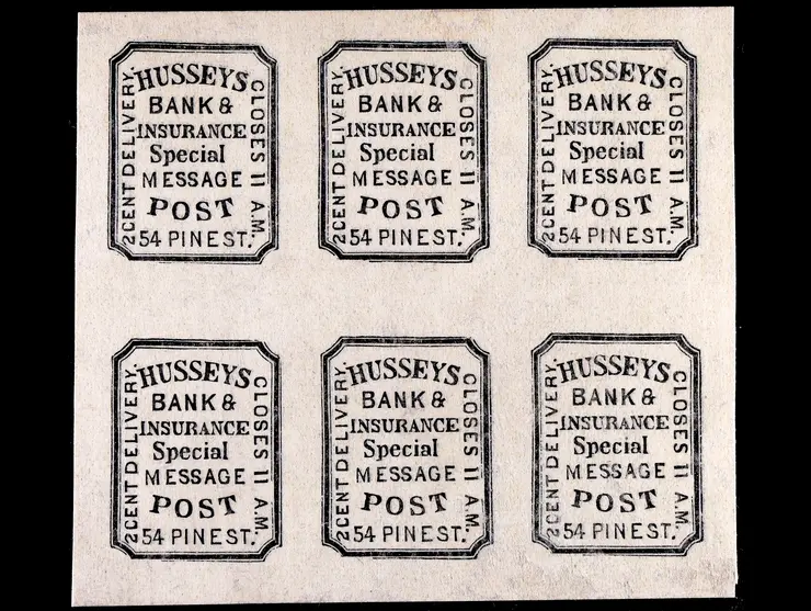 Hussey's Post, Forgery A, Block of 6