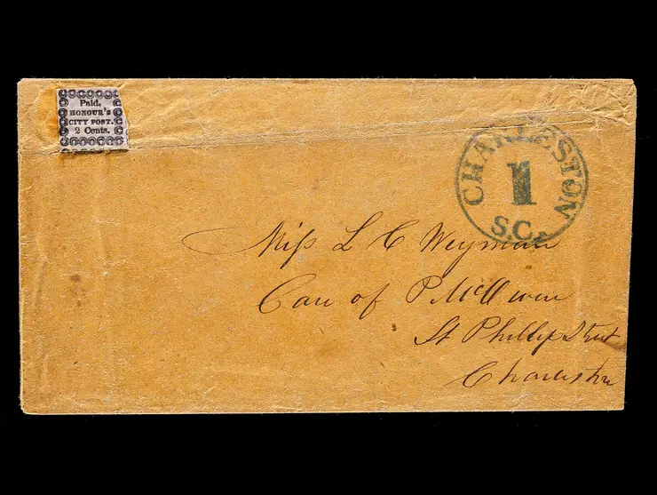 Honour's City Express, 4LB8 Forgery, 2c Black on Bluish, Position 3, on Cover