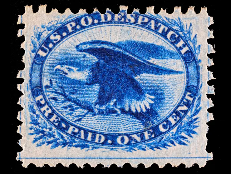 Eagle Carrier, LO6Var, 1c Blue, "Ink Dot" Over Eagle's Head Variety, Unused