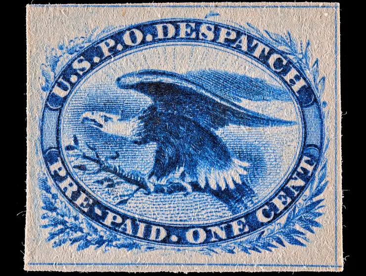 Eagle Carrier, LO2Var, 1c Blue, "Flaw Over S" Variety, Unused