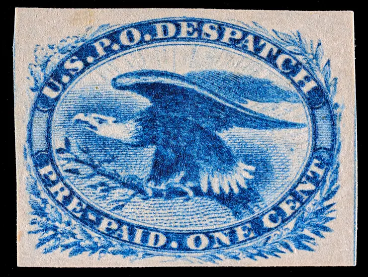 Eagle Carrier, LO2Var, 1c Blue, "Dot Under Tail" Variety, Unused