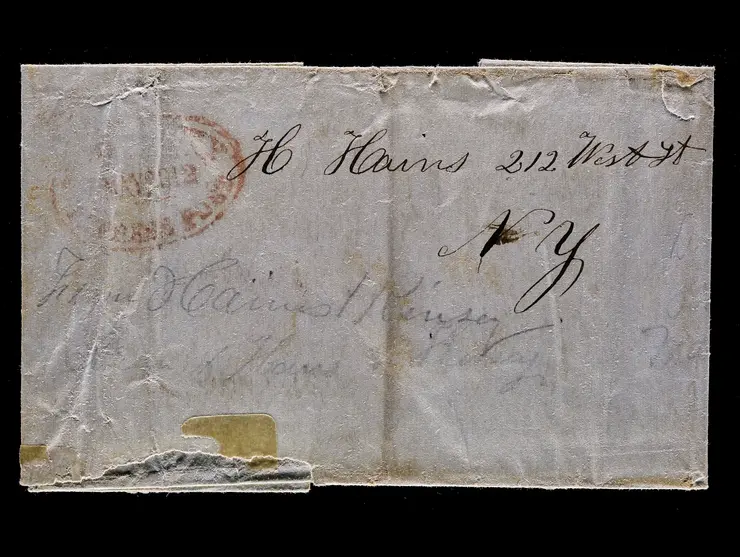 Boyd's City Express Post, Red Oval Company Handstamp on Stampless Folded Letter to New York