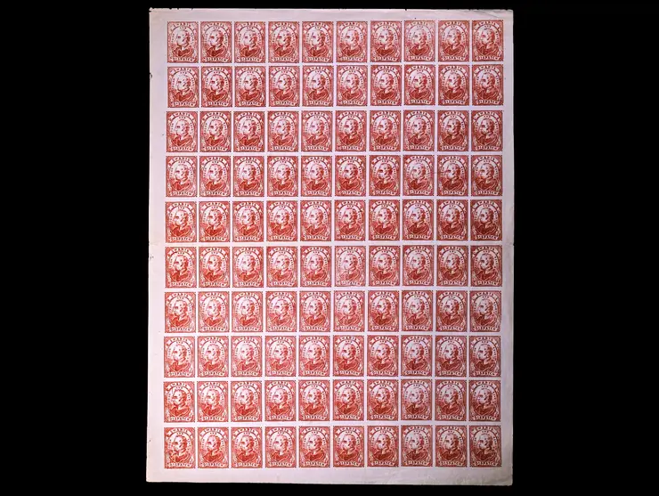 Swarts' City Dispatch Post, 136L4, 2c Red on Wove, Reprint Sheet of 100