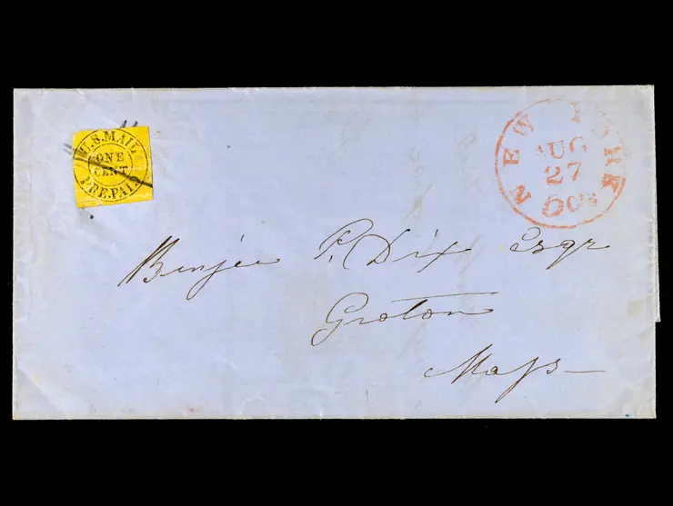 U.S. Mail, 6LB10, 1c Black on Yellow, on Folded Letter
