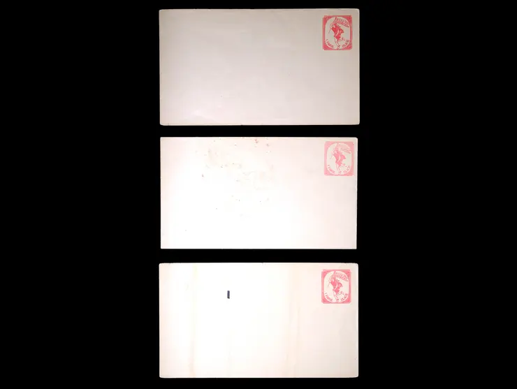 Three Boyd's City Dispatch, 20LU44, Cream Mercury Series Type V Entire, Crosshatching Lines in Frame, Unused