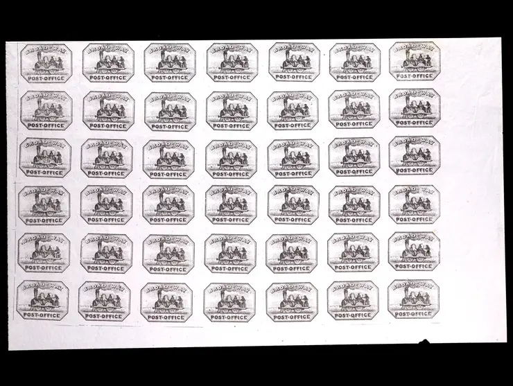 Broadway Post Office, 26L2 Reprint, Black, Block of Forty-Two, Unused