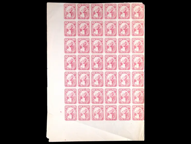 Swarts' City Dispatch Post, 136L9 Reprint, 1c Red, Block of Forty-Two, Unused