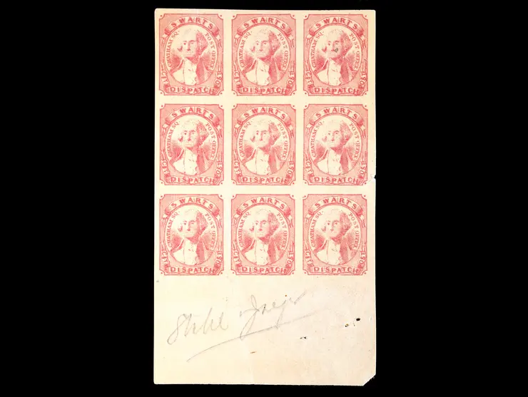Swarts' City Dispatch Post, 136L9 Reprint, 1cRed, Block of 9, Unused