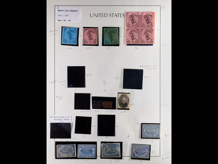United States Local Posts, Balance Reference Collection on Five Album Pages