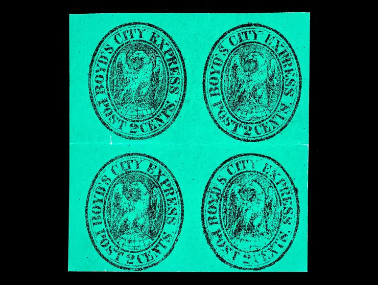 Boyd's City Express, 20L10, 2c Black on Green, Block of 4, Unused