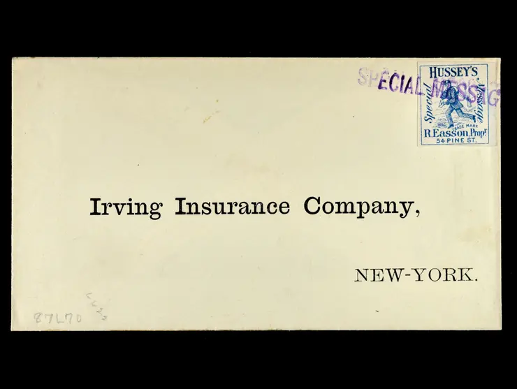 Hussey's Post, 87L70, Blue, Tied by Purple "Special Message" Handstamp, on Cover