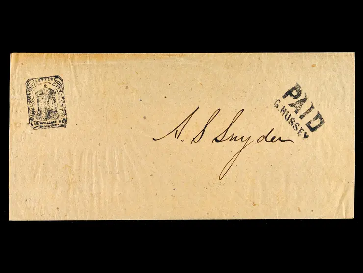 Hussey's Post, 87LUP2, Handstamped Wrapper, "Paid/G. Hussey" on Stampless Cover