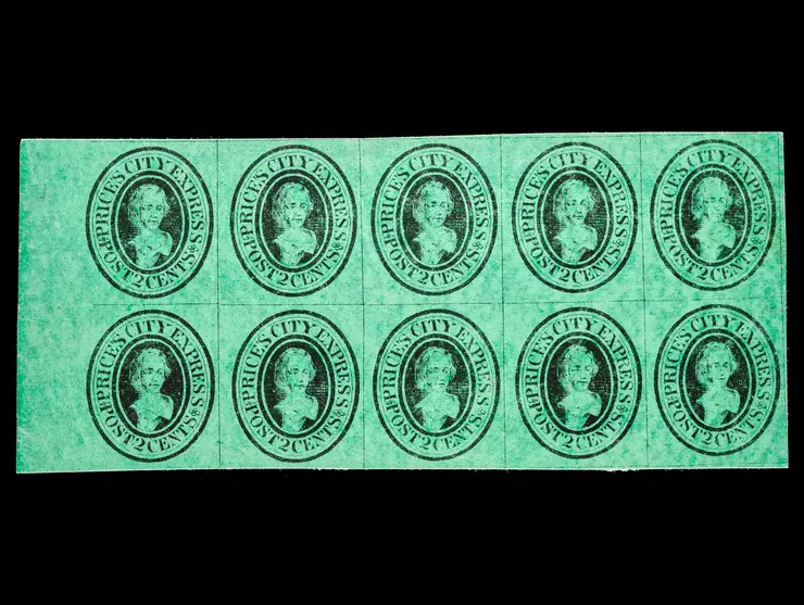 Price's City Express, 119L2 Forgery A, 2c Black on Green, Unused