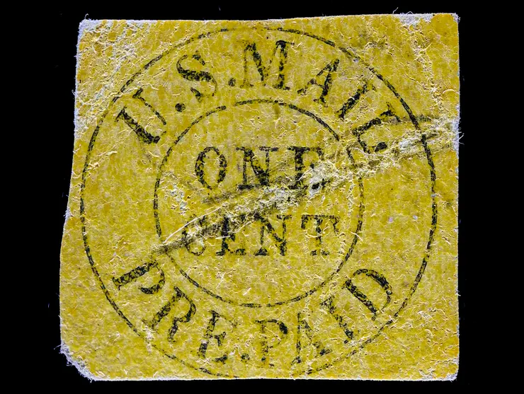 U.S. Mail, 6LB10, 1c Black on Yellow, Used