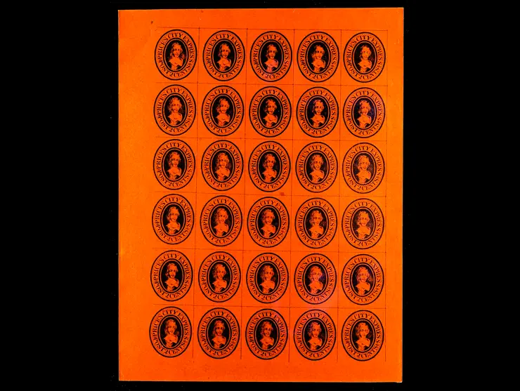 Price's City Express, 119L1 Forgery A, 2c Black on Vermilion, Sheet of 30