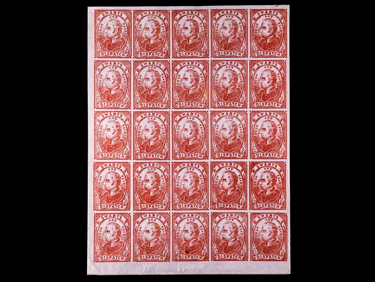 Swarts' City Dispatch Post, 136L4, 2c Red on Wove, Sheet of 25