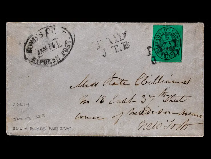 Boyd's City Express, 20L14, 2c Black on Green, on Cover to New York