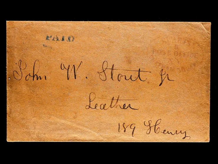 Swarts' Post Office, Oval Handstamp, Blue Straightline "PAID", Stampless Local Cover