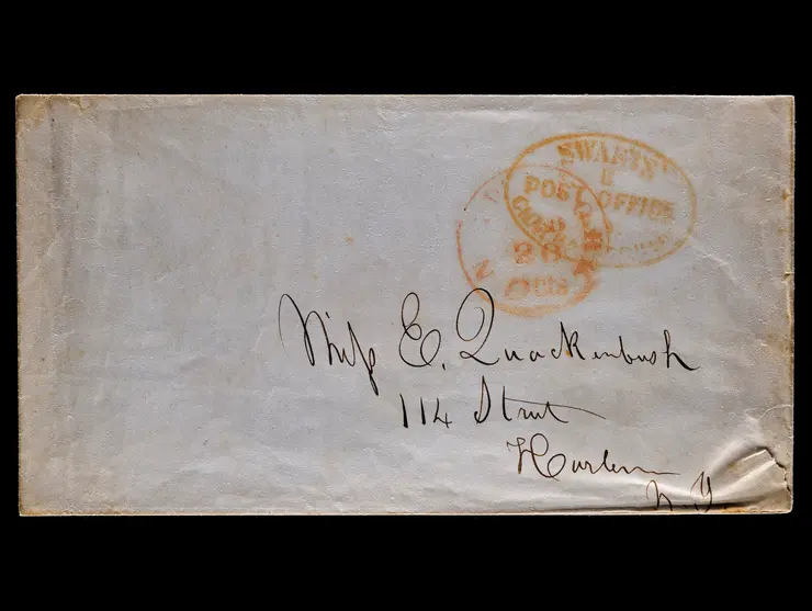 Swarts' City Dispatch Post, Orange Company Oval Handstamps on Stampless Cover to New York, Postage Due