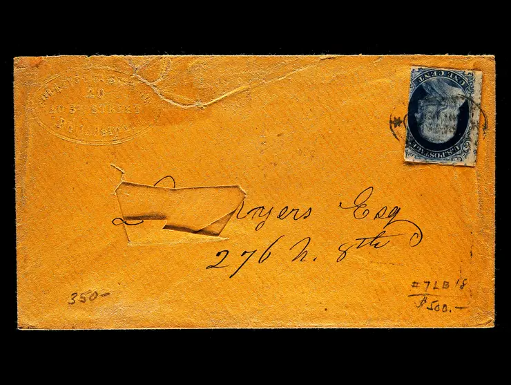 #7 1851 1c Blue Tied by U.S.P.O. Despatch Black Pre-Paid Oval Handstamp on Cover