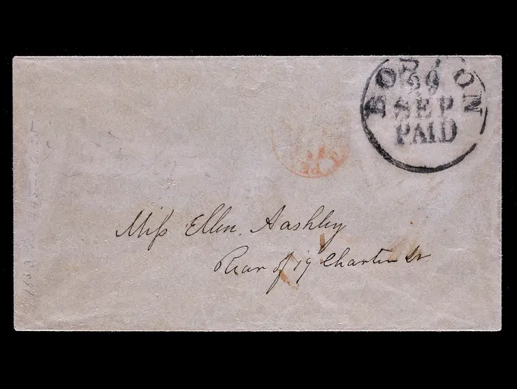 Boston, Black "PAID" Datestamp on Stampless Local Cover